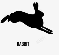 奔跑跳跃奔跑的兔子剪影图高清图片