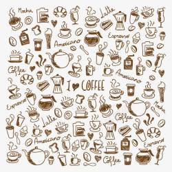 手冲咖啡壶手绘咖啡元素矢量图图标高清图片