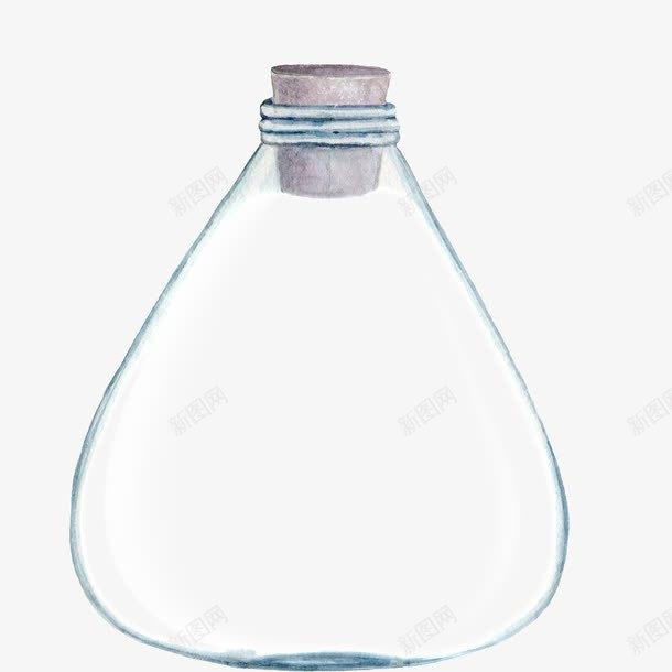 手绘水彩玻璃瓶子png免抠素材_新图网 https://ixintu.com 圆瓶子 手绘 水彩 玻璃瓶子