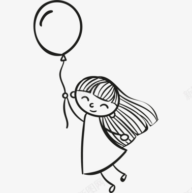 星星气球简笔画拿气球的简笔画女孩图标图标
