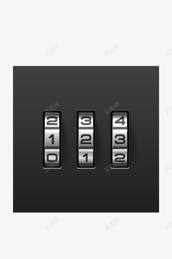立体数字密码锁装饰图png免抠素材_新图网 https://ixintu.com 保险 安全 密码锁 立体数字 金属质感 黑色背景