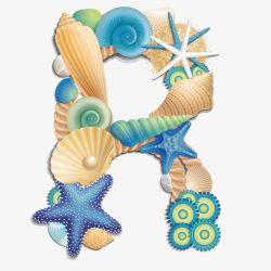 立体贝壳创意英文字母R高清图片