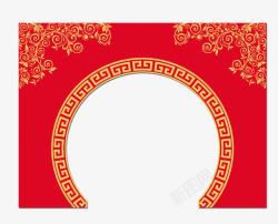 中国风花纹拱门素材