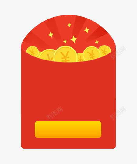 闪闪发光的红包png免抠素材_新图网 https://ixintu.com 免费png素材下载 抢红包素材 淘宝促销红包素材 红包 红色 金币