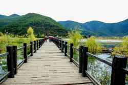四川景区泸沽湖走婚桥高清图片
