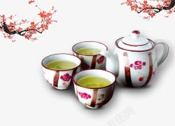 饮茶文化山梅花茶具背景图高清图片