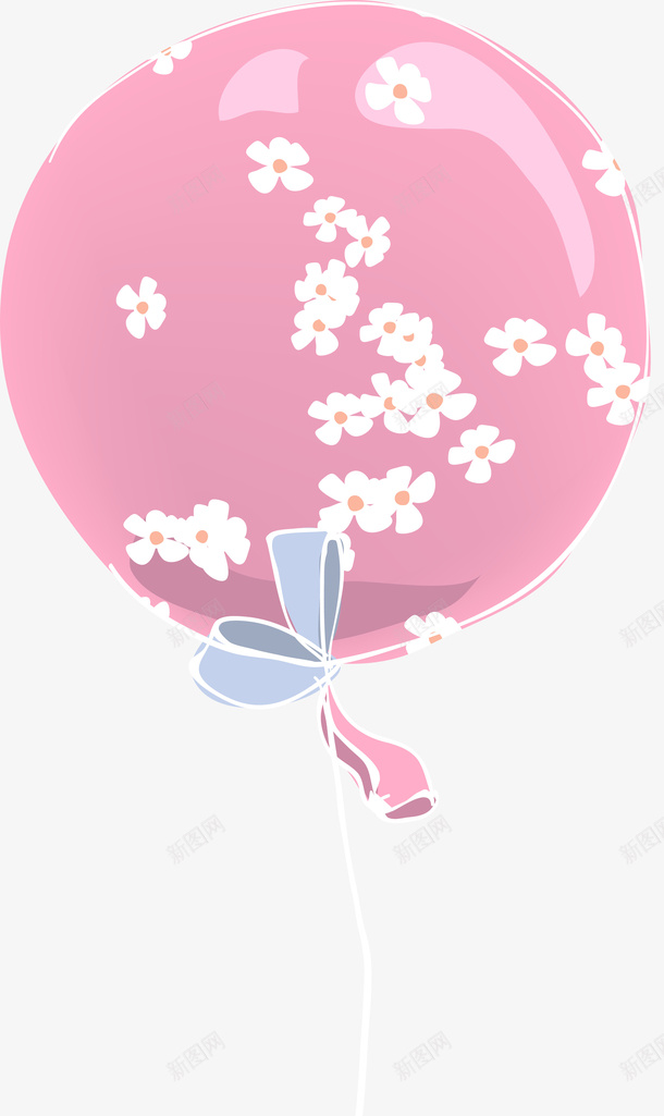 粉色气球上的花朵png免抠素材_新图网 https://ixintu.com 动漫动画 卡通手绘 气球 粉色气球 花朵 花纹 装饰图