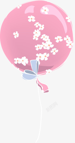 粉色气球上的花朵素材