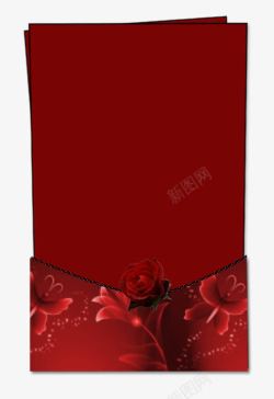 红色玫瑰装饰红色信封素材