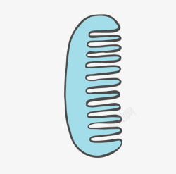 水彩蓝色小梳子简图素材