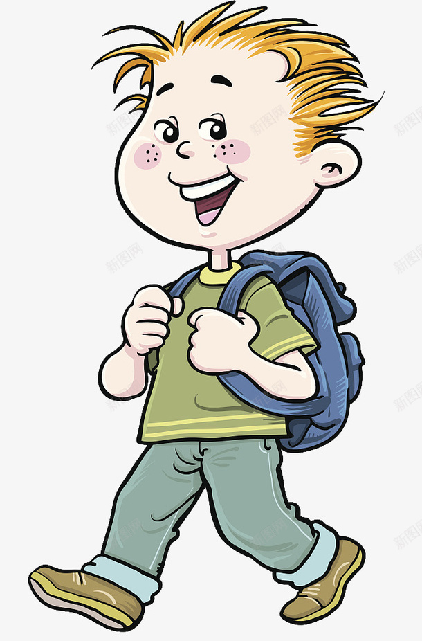 双手握着书包带的可爱男孩png免抠素材_新图网 https://ixintu.com 人物插图 双手握着书包带 可爱卡通 学生 小孩背书包 男孩 背书包
