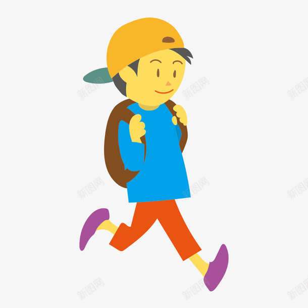 背书包上学的卡通男孩png免抠素材_新图网 https://ixintu.com 上学 书包 人物 卡通 学生 手绘图 男孩 走路