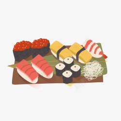 米线沙锅彩色寿司美食元素矢量图高清图片