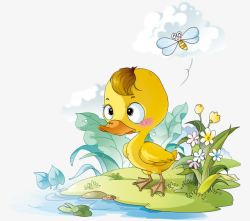 黄色鸭子可爱鸭子走路高清图片