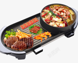 烤涮一体锅家用一体多功能电热锅高清图片