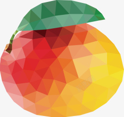 低多边形水果西瓜几何水果杏子元素矢量图高清图片