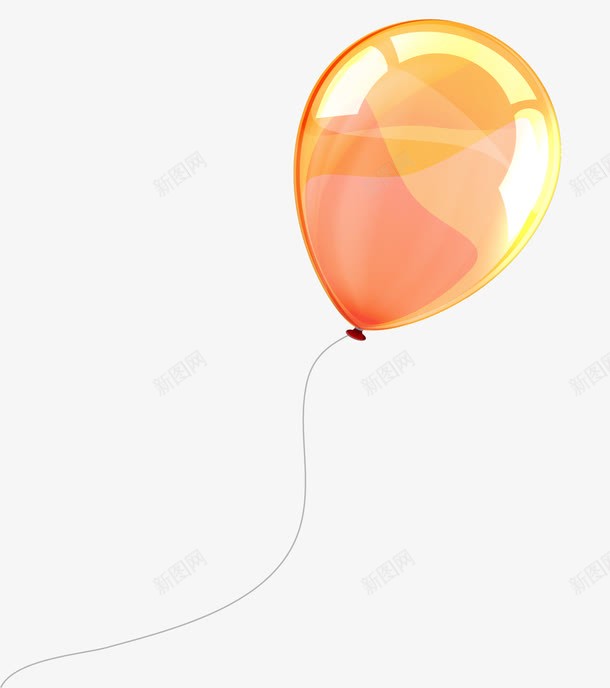 卡通黄金色气球png免抠素材_新图网 https://ixintu.com 免抠PNG 卡通 反光 气球 线条 透明 黄金色