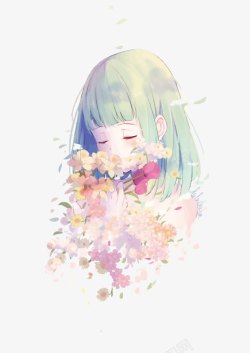 花与少女素材