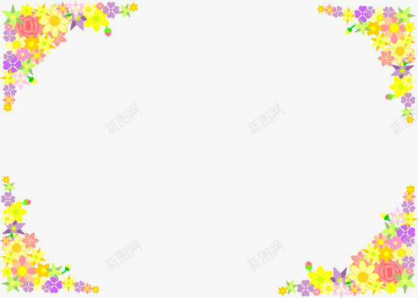 黄色美丽花朵框架png免抠素材_新图网 https://ixintu.com 春天 春季 春日 自然 花朵框架 边框纹理 鲜花