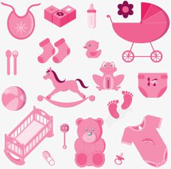 粉色婴儿用品集素材