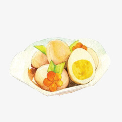 色彩食物茶叶蛋手绘画片素材
