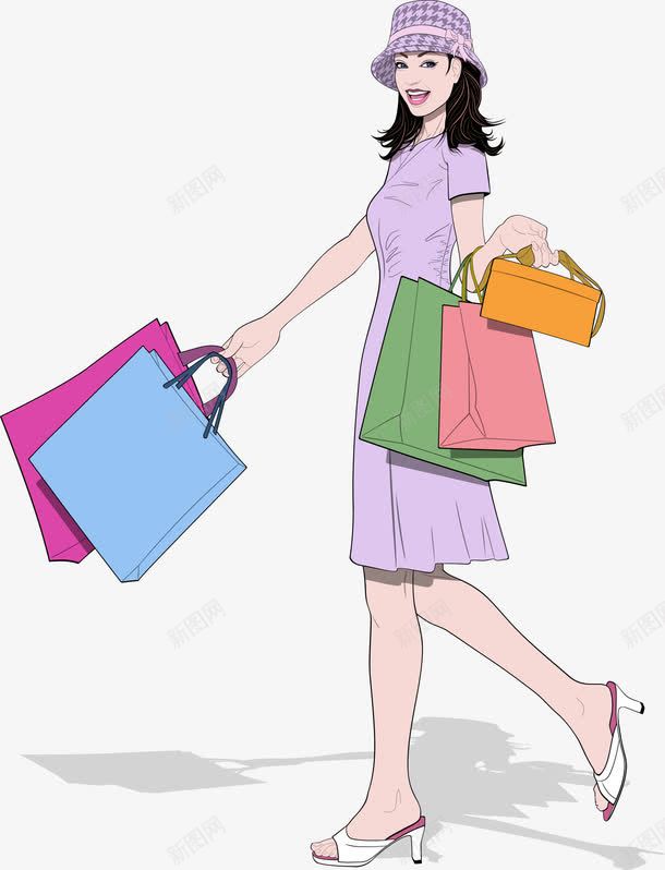 提着购物袋的女人png免抠素材_新图网 https://ixintu.com 人物 女人 女性 客户 新客户 新老客户 消费 消费者 美女 老客户 购物