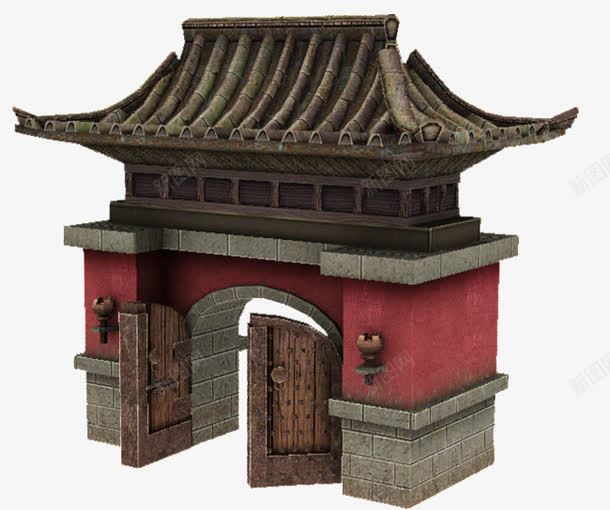 3d模型图标png_新图网 https://ixintu.com png 中式 关卡 古典建筑 图标 大门 游戏 游戏人物3d模型图片 红色