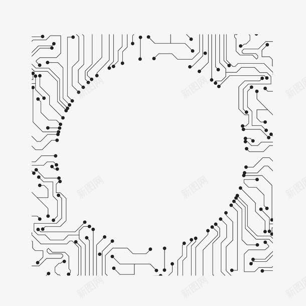 圆形线条节点线路png免抠素材_新图网 https://ixintu.com 圆形 电流线条 线条 线路 节点