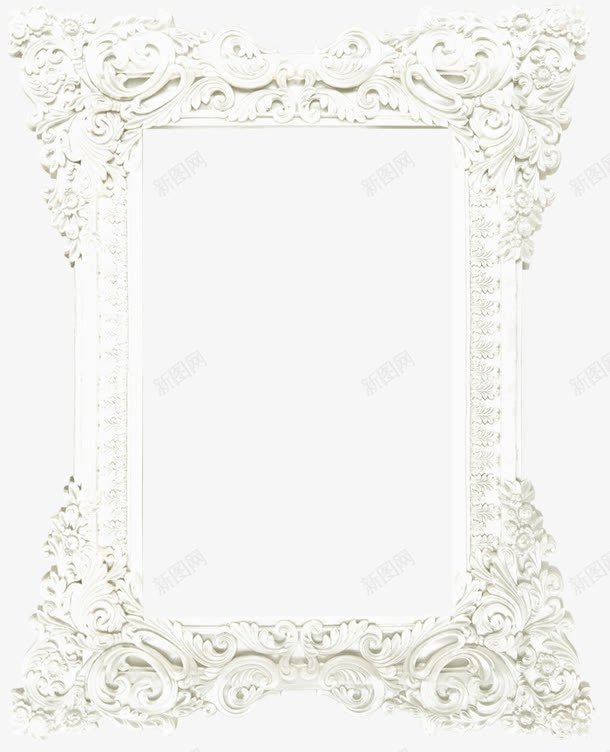 白色欧式相框png免抠素材_新图网 https://ixintu.com 婚礼 手绘 欧式 白色 相框 边框
