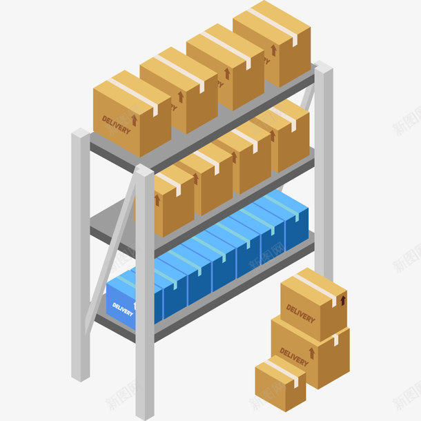 卡通货架png免抠素材_新图网 https://ixintu.com 卡通商品柜 卡通画 矢量装饰 箱子 装饰 货架