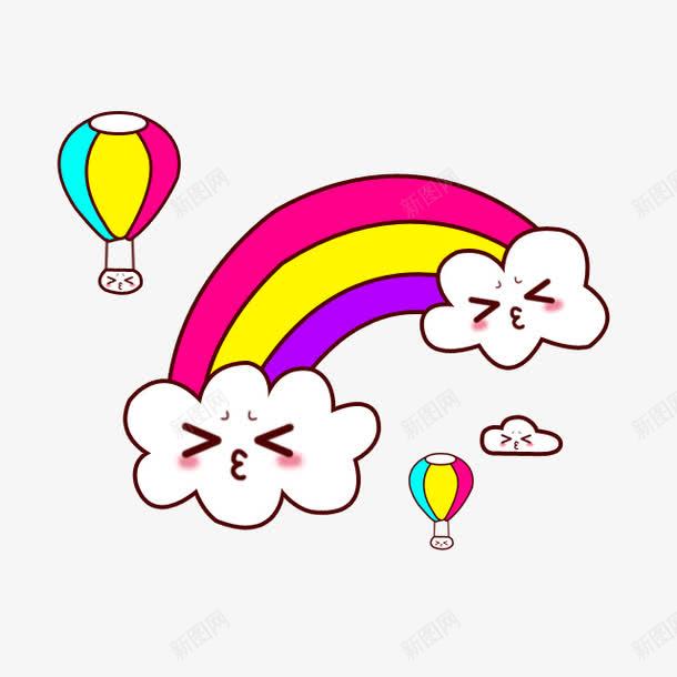 卡通彩虹热气球png免抠素材_新图网 https://ixintu.com 云朵 可爱卡通 彩虹 标签 热气球