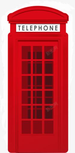 卡通电话亭红色简约电话亭图标高清图片