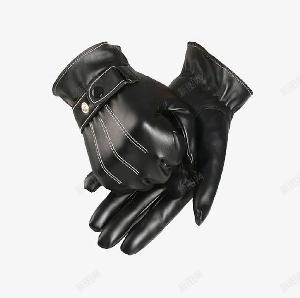 一双保暖手套png免抠素材_新图网 https://ixintu.com 产品实物 皮手套 皮质 黑色