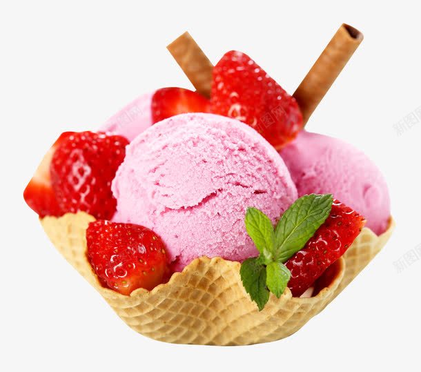 雪糕png免抠素材_新图网 https://ixintu.com 冰淇淋 甜筒 草莓