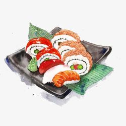 糯米野菜团海鲜寿司手绘画片高清图片