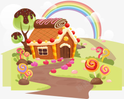图案拼凑房子糖果世界矢量图高清图片