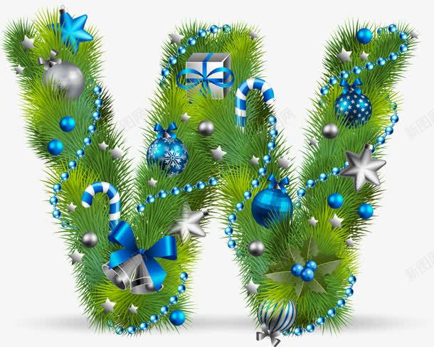 圣诞节字母艺术字png免抠素材_新图网 https://ixintu.com 圣诞球挂饰 圣诞节 字母艺术字 绿色艺术字 蓝色丝带 蓝色圣诞球