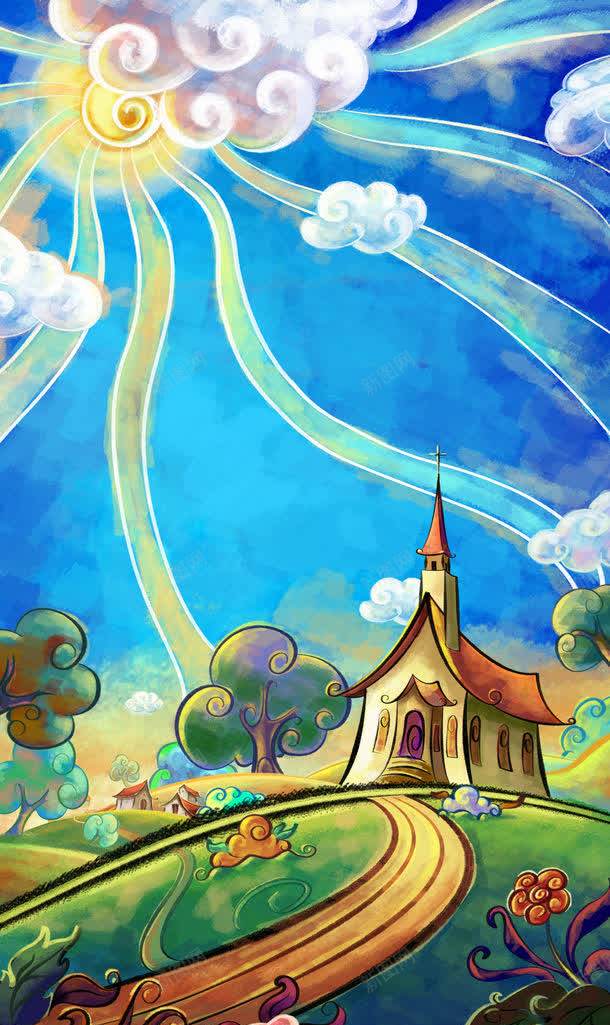 卡通教会油画背景图片免费下载 素材7yiqkwauk 新图网