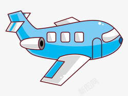 水蓝色清新直升机手绘卡通可爱飞矢量图素材