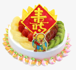 非时令水果家和人寿贺寿蛋糕高清图片