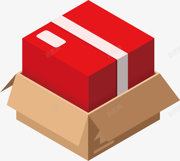 快递的盒子png免抠素材_新图网 https://ixintu.com 包装 快递 礼物 箱子 红色的盒子 运输