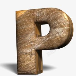 立体木头英文字母P素材