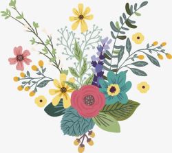 创意曲线花卉边框水彩花卉装饰高清图片