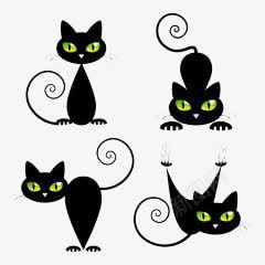 卡通猫咪png免抠素材_新图网 https://ixintu.com 动物 卡通 可爱 好动的猫咪 扁平化 手绘 活泼的黑猫 猫咪 猫咪动作大全 猫咪表情 简笔画 螺旋猫尾巴 金眼黑猫 黑猫简笔画 黑色