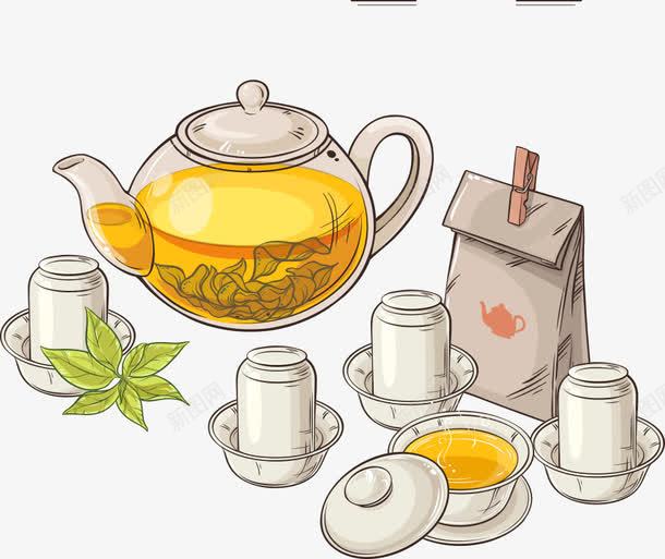 茶水png免抠素材_新图网 https://ixintu.com 卡通茶具 茶具 茶壶 茶文化 茶杯 茶水