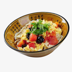 广东细面美味面食番茄鸡蛋盖浇面高清图片