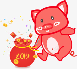 猪年福袋2019年猪年发红包高清图片