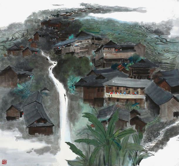 水墨画png免抠素材_新图网 https://ixintu.com 古代画 房子 水墨画山水 风景水墨画