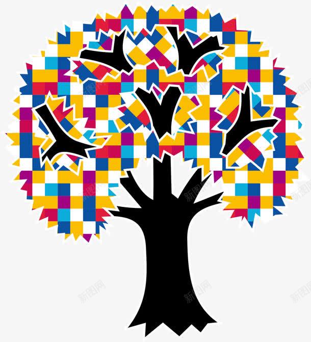 创意彩色大树图案png免抠素材_新图网 https://ixintu.com 几何大树 图形 平面 拼接 树木 灵感 色彩 解决方法的图标