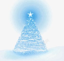 蓝色霓虹灯圣诞树素材